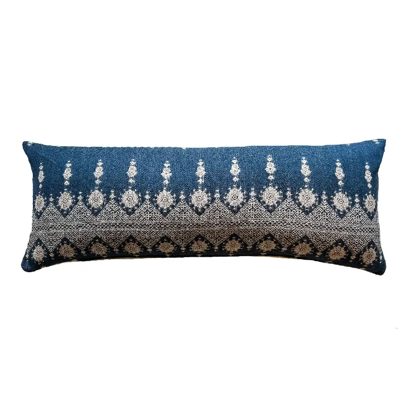 Down Alternative Pillows for Ethical ChoicesSquare Pillows for Modern Home Decor14x36 Blue Woven Pillow Cover | Textile is from India