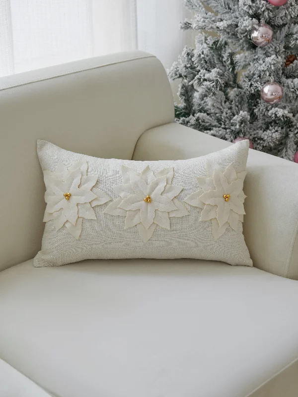 Velvet Pillows for a Touch of EleganceLumbar Support Pillows for Car SeatsWhite Poinsette Embroidered Lumbar Pillow Velvet Pillows for a Touch of EleganceLumbar Support Pillows for Car SeatsWhite Poinsette Embroidered Lumbar Pillow