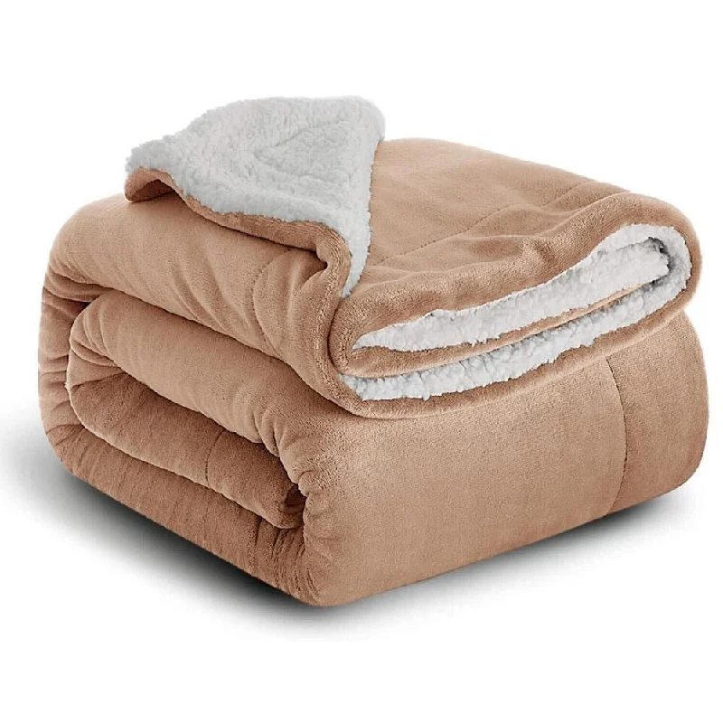 Synthetic fiber blend blankets for a budget - friendly choice50" x 60" 400 Gsm Throws Sherpa Fleece Blanket Reversible Camel Synthetic fiber blend blankets for a budget - friendly choice50" x 60" 400 Gsm Throws Sherpa Fleece Blanket Reversible Camel