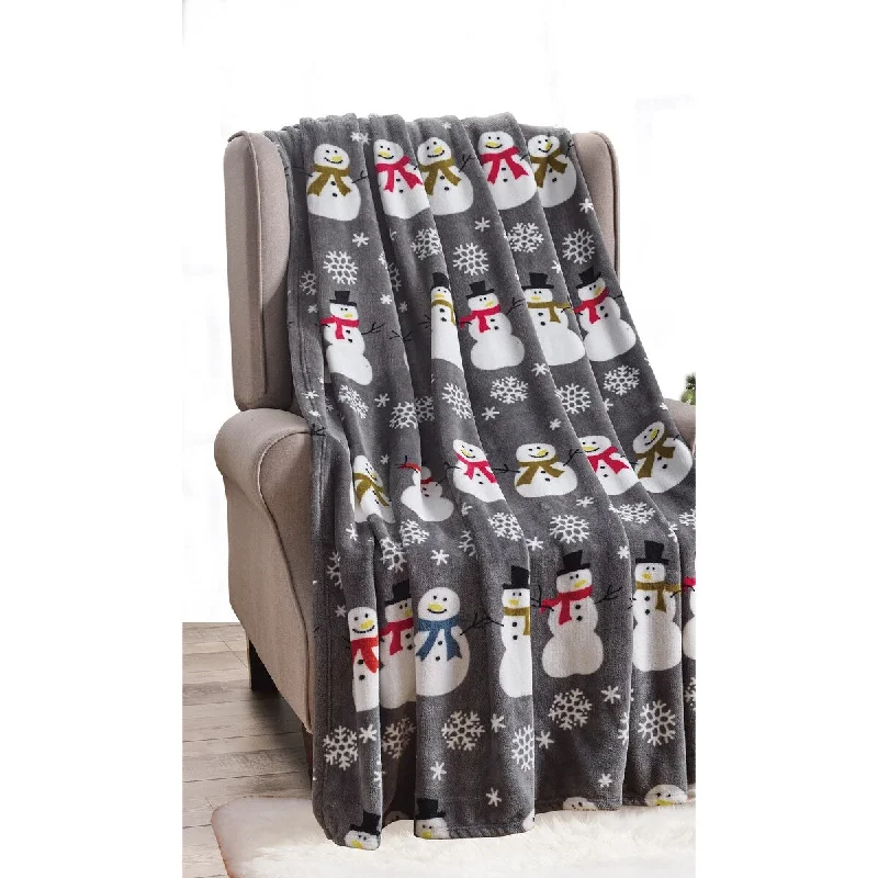 Synthetic fiber blend blankets for a budget - friendly choiceGrey Snowman