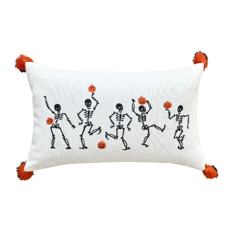 Velvet Pillows for a Touch of EleganceTravel Pillows for Long JourneysDancing Skeletons Fringe Lumbar Pillow Velvet Pillows for a Touch of EleganceTravel Pillows for Long JourneysDancing Skeletons Fringe Lumbar Pillow