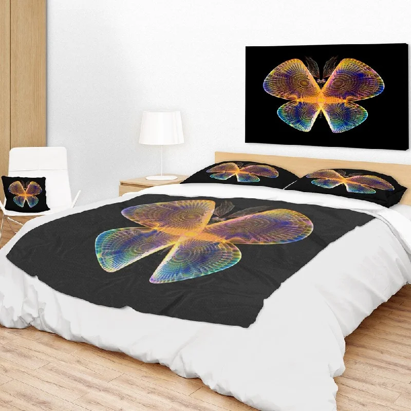 Rayon from bamboo blankets for a silky and breathable feelDesignart 'Blue Yellow Fractal Butterfly in Dark' Abstract Throw Blanket Rayon from bamboo blankets for a silky and breathable feelDesignart 'Blue Yellow Fractal Butterfly in Dark' Abstract Throw Blanket