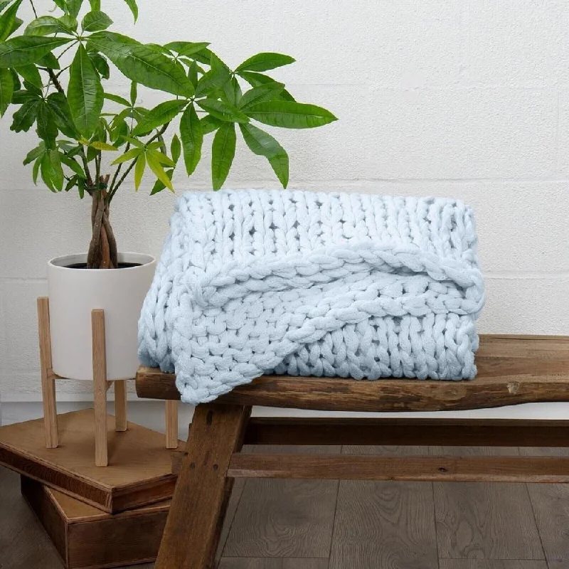 Acrylic blankets for a soft and affordable alternative47" x 59" Throw Chunky Knit All Season Handmade Light Blue Acrylic blankets for a soft and affordable alternative47" x 59" Throw Chunky Knit All Season Handmade Light Blue