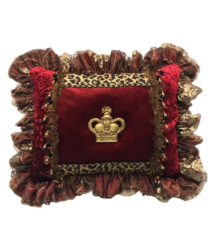 Square Pillows for Modern Home DecorAdjustable Pillows for Customized ComfortDesigner Red and Leopard Print Accent Pillow with Jeweled Crown Square Pillows for Modern Home DecorAdjustable Pillows for Customized ComfortDesigner Red and Leopard Print Accent Pillow with Jeweled Crown