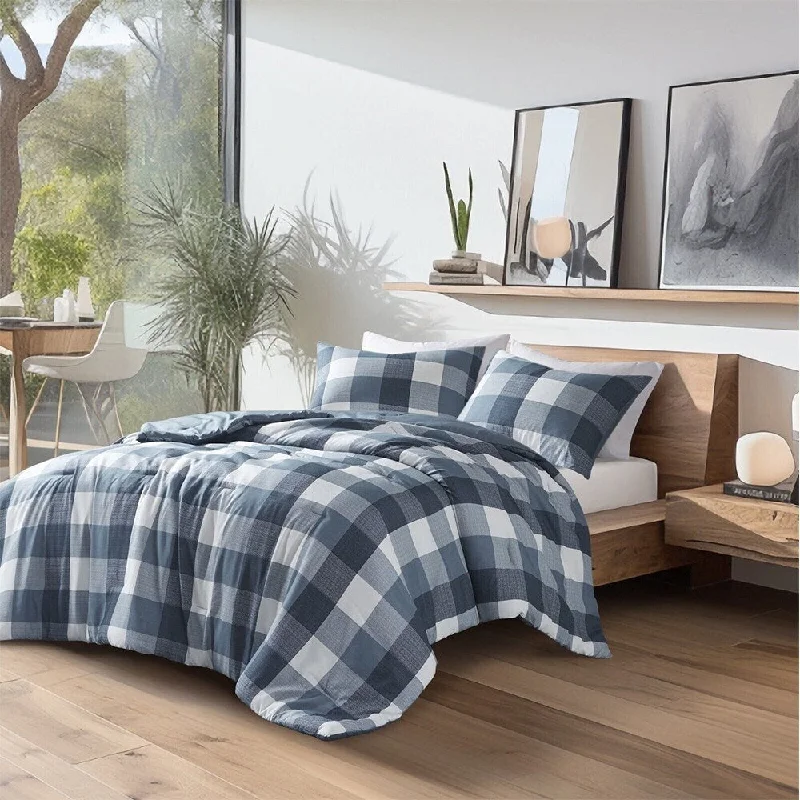 Wool blankets with natural warmth and insulation3pc Full/ Queen Checked Reversible Comforter Set Blue Wool blankets with natural warmth and insulation3pc Full/ Queen Checked Reversible Comforter Set Blue