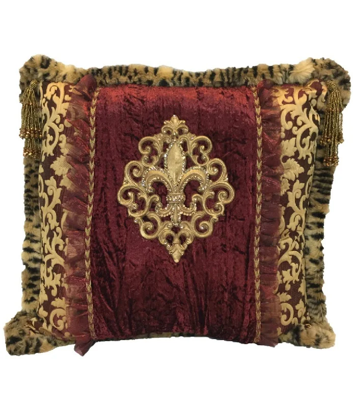 Bolster Pillows for Sofa DecorationBolster Pillows for Sofa DecorationLuxury Decorative Pillow Burgundy and Gold Fleur de Lis 21"x21" Bolster Pillows for Sofa DecorationBolster Pillows for Sofa DecorationLuxury Decorative Pillow Burgundy and Gold Fleur de Lis 21"x21"