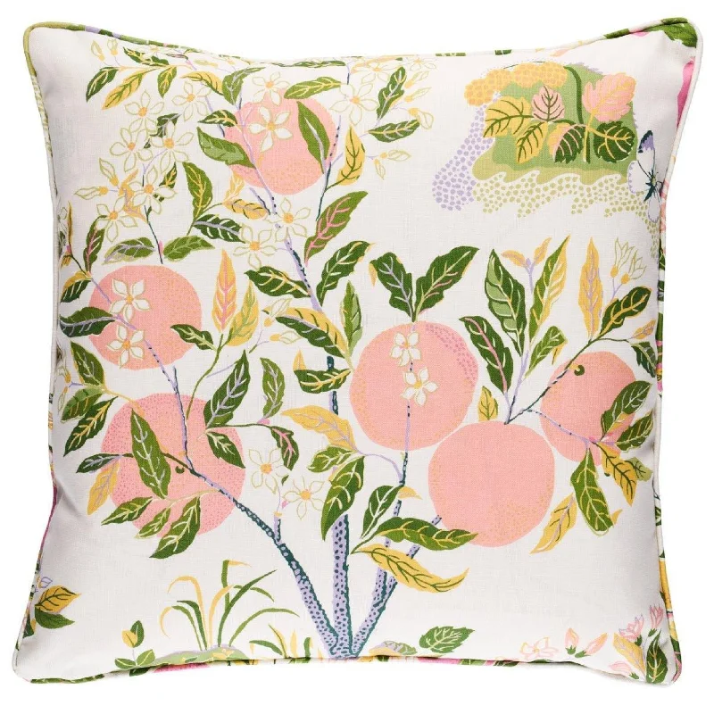 Cotton Pillows for Natural ComfortPink Citrus Garden Indoor-Outdoor Square Throw Pillow