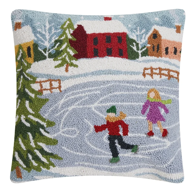 Silk Pillows for Smooth Skin and HairWinter Skating Rink Decorative Hook Pillow