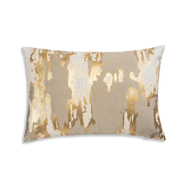 Soft and Fluffy Pillows for Bedroom ComfortFawn Grey Brocade And Gold Foil Pillow