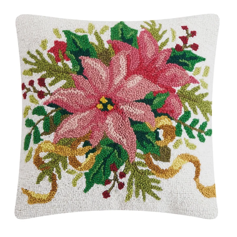 Soft and Fluffy Pillows for Bedroom ComfortChristmas Poinsettia Decorative Hook Pillow
