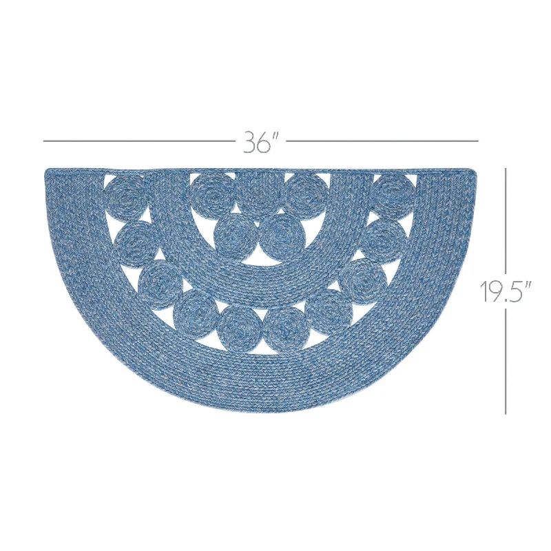 Bed skirts with a bohemian - inspired patternCeleste Blended Blue Indoor/Outdoor Half Circle Rug 19.5x36 Bed skirts with a bohemian - inspired patternCeleste Blended Blue Indoor/Outdoor Half Circle Rug 19.5x36