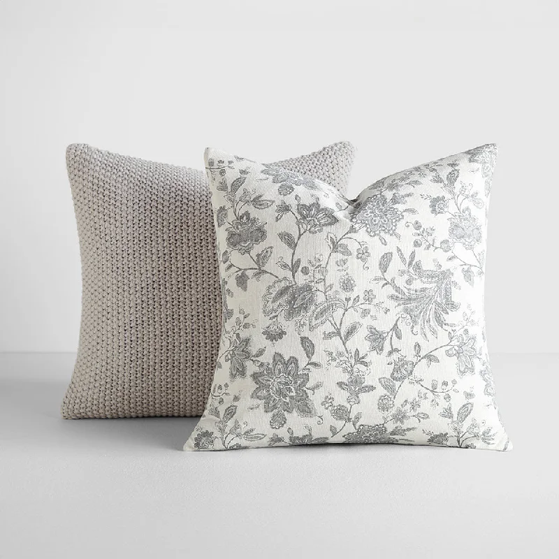 Silk Pillows for Smooth Skin and Hair2-Pack Seed Stitch Knit With Jacobean Décor Throw Pillows