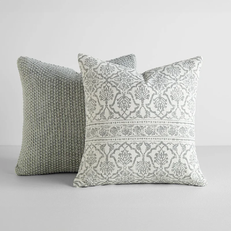 Bolster Pillows for Sofa Decoration2-Pack Throw Pillows Seed Stitch Knit With Antique Floral