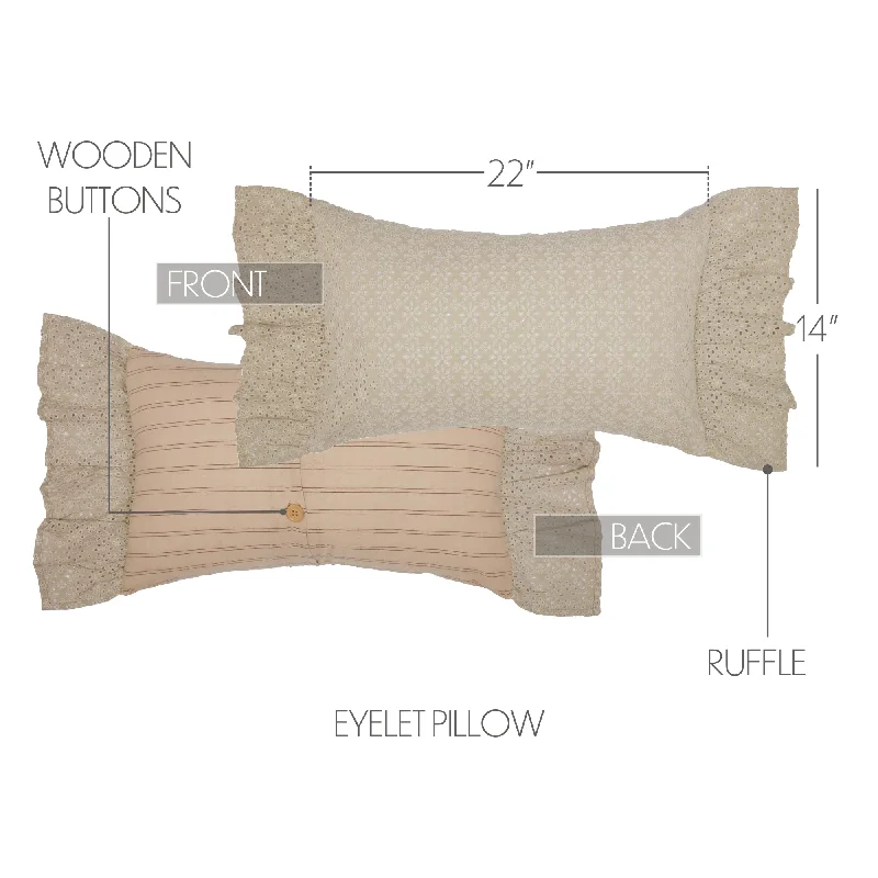Queen - size bed skirts with ruffled edgesCamilia Eyelet Pillow 14x22