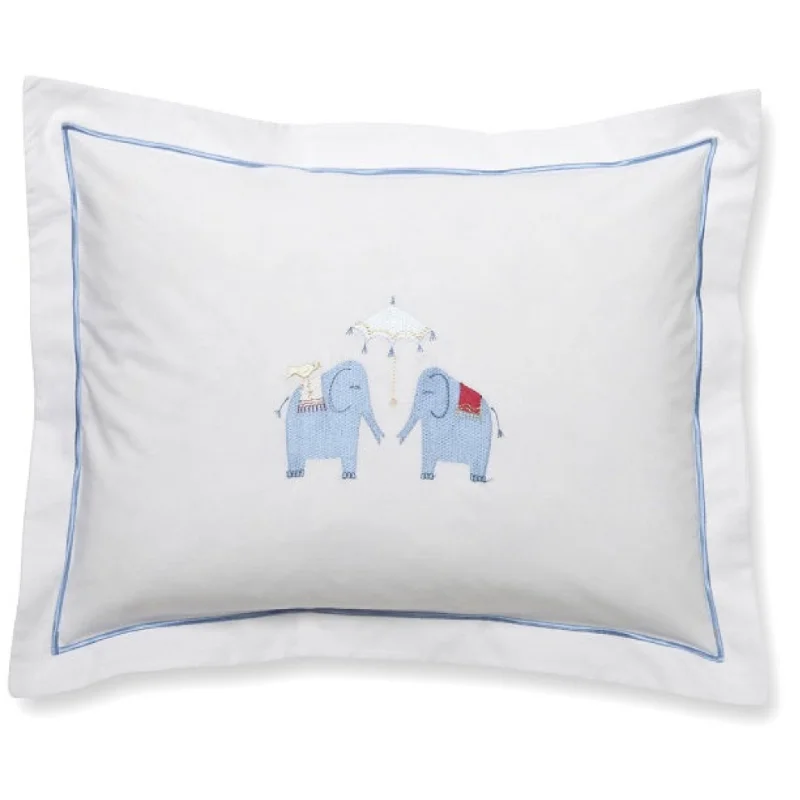 Round Pillows for Boho-Style InteriorsBaby Boudoir Pillow Cover in Umbrella Elephants Blue