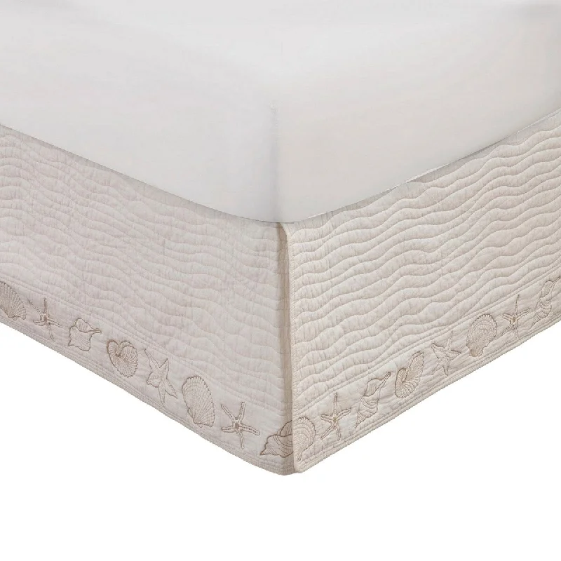 Full - size bed skirts with a gathered fabricSima Seashell Full Size Quilted Bed Skirt, Cotton Fill, Triple Layer, Ivory Full - size bed skirts with a gathered fabricSima Seashell Full Size Quilted Bed Skirt, Cotton Fill, Triple Layer, Ivory