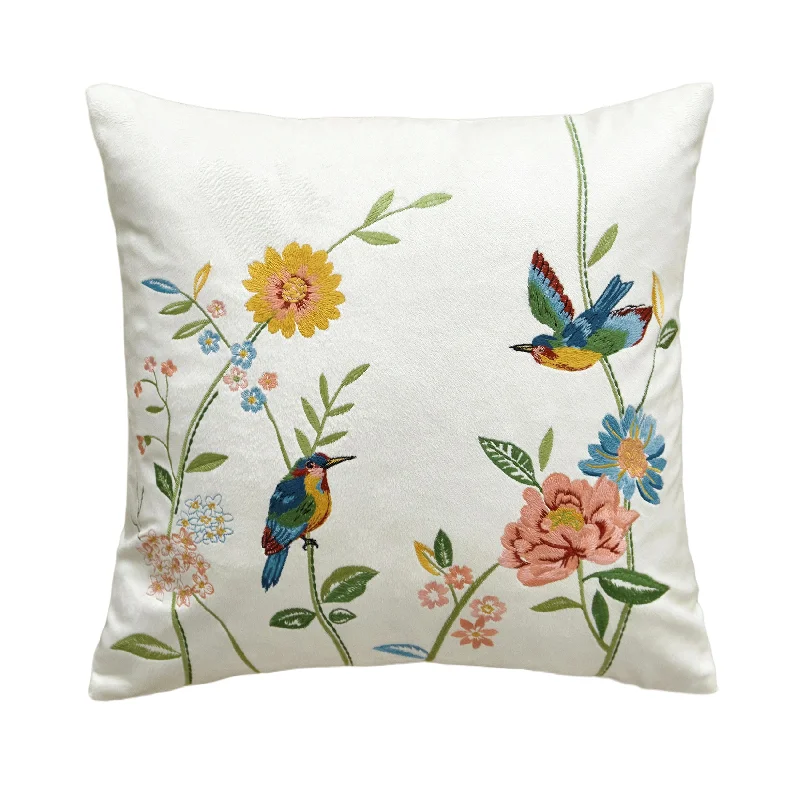 Back Support Pillows for Office ChairsHummingbirds and Flowers Pillow