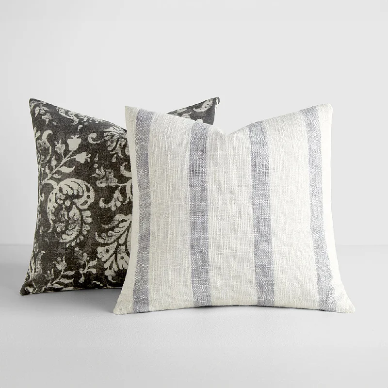 Hypoallergenic Pillows for Allergy Sufferers2-Pack Yarn-Dyed Awning Stripe / Distressed Floral Décor Throw Pillows