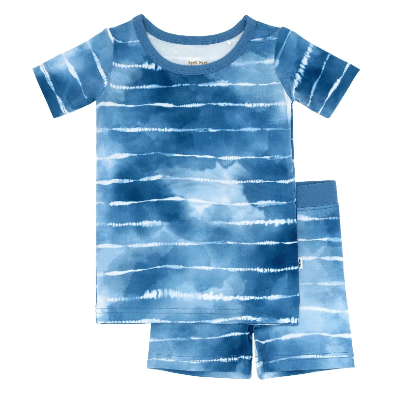 Blue Tie Dye Dreams Two-Piece Short Sleeve & Shorts Pajama Set