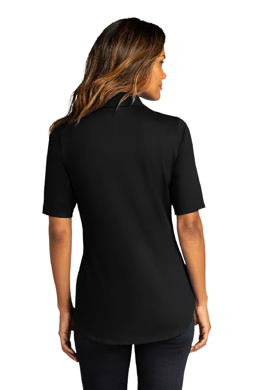 Port Authority Womens City Moisture Wicking Short Sleeve Button Down Shirt - Black