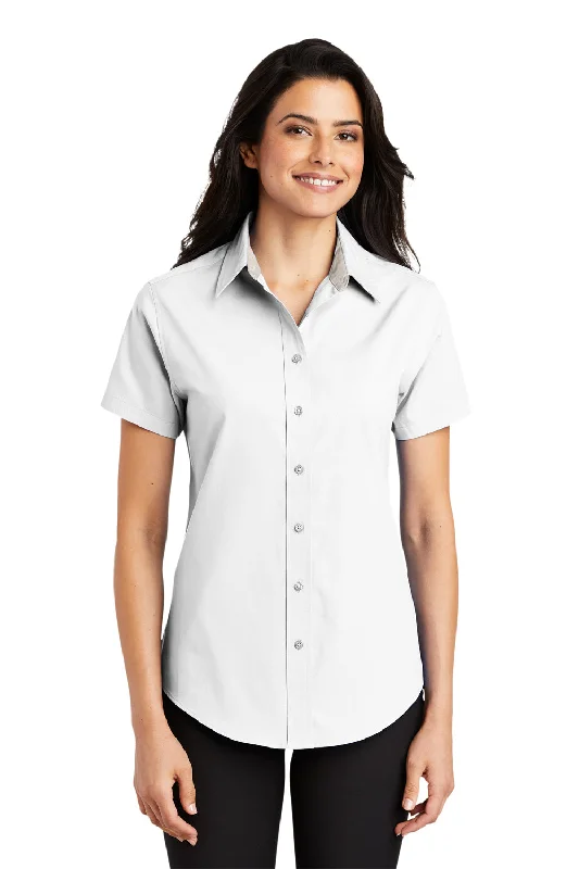 Port Authority Womens Easy Care Wrinkle Resistant Short Sleeve Button Down Shirt - White