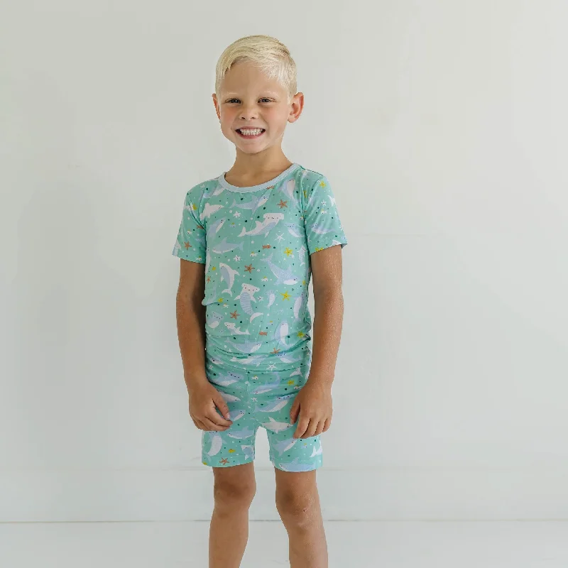 Shark Soiree Two-Piece Short Sleeve & Shorts Pajama Set