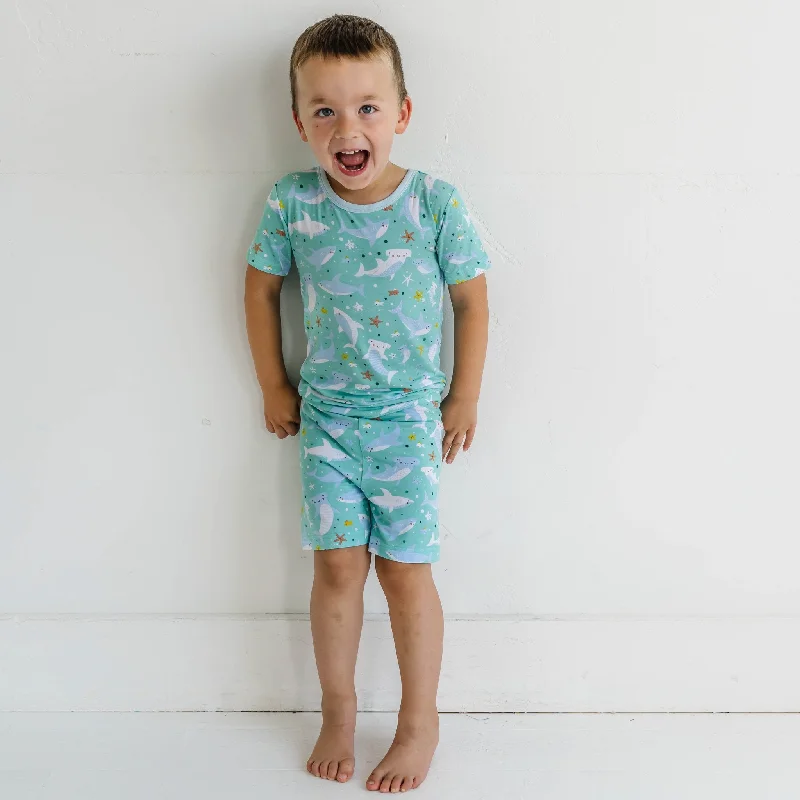 Shark Soiree Two-Piece Short Sleeve & Shorts Pajama Set