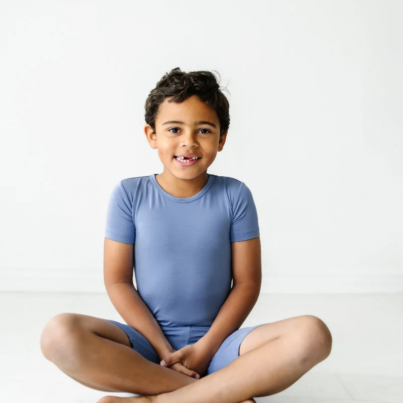 Slate Blue Two-Piece Short Sleeve & Shorts Pajama Set