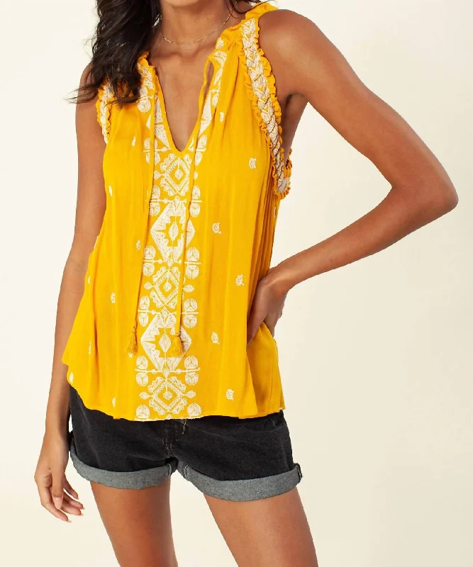 Marlene Embroidered Top In Golden