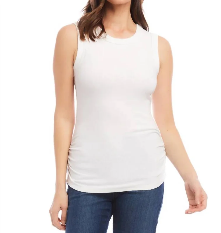 Side Shirred Tank Top In White