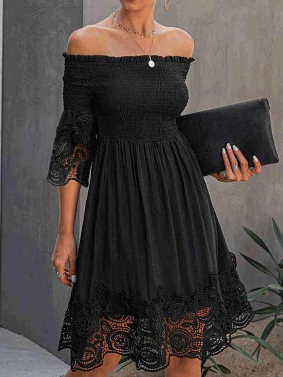 Women's Dresses One-Shoulder Bare Back Lace Dress