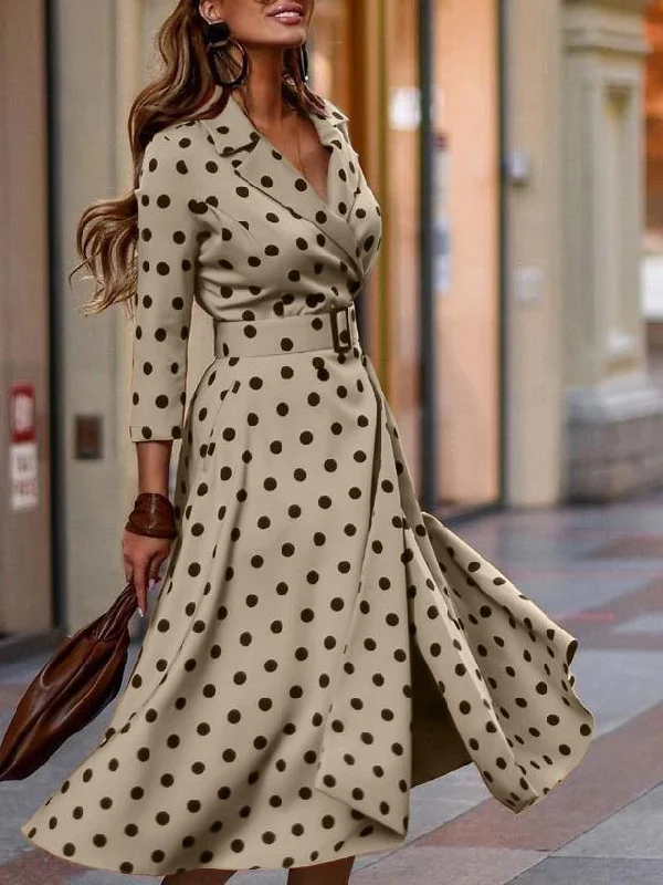 Women's Dresses Polka Dot Temperament Long Sleeve Dress