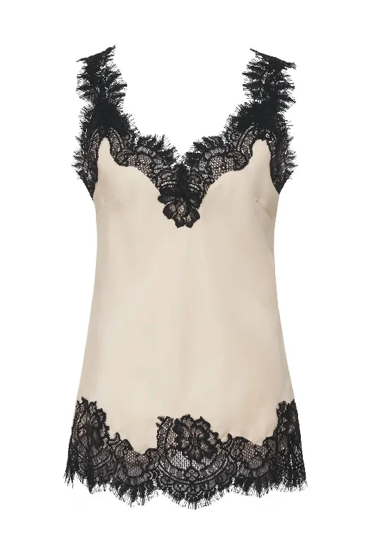 Women's Megan Lace Tank Top In Pearl/black