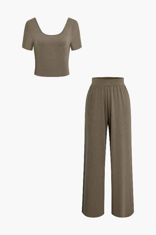 Basic Solid Trousers Set