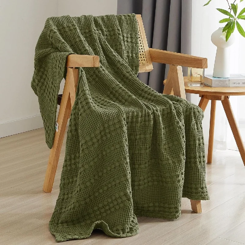 Cashmere blankets for ultimate softness and luxury100% Cotton Waffle Weave Throw Blanket , 50"x60" Aesthetic Breathable & Skin-Friendly Blanket for Room Decor And Office