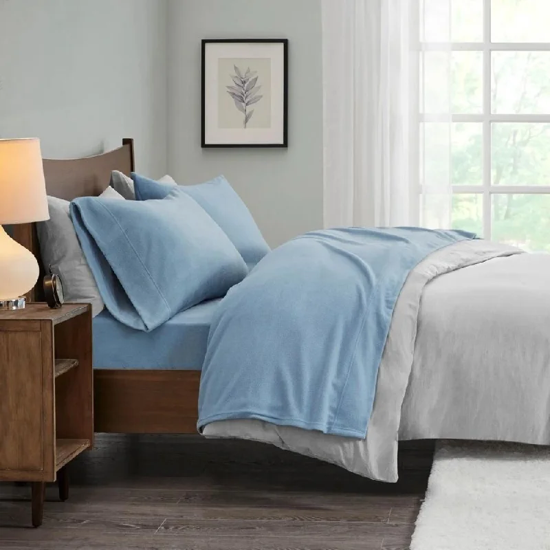 Alpaca wool blankets for a hypoallergenic and warm option4pc Twin Micro Fleece Deep Pocket Printed Sheet Set Blue