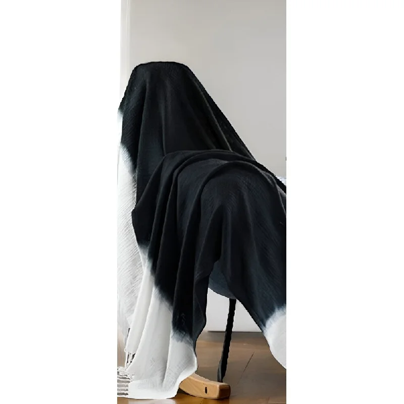 Recycled polyester blankets for an eco - conscious option50" X 60" Black and White Woven Cotton Ombre Throw Blanket with Fringe Recycled polyester blankets for an eco - conscious option50" X 60" Black and White Woven Cotton Ombre Throw Blanket with Fringe