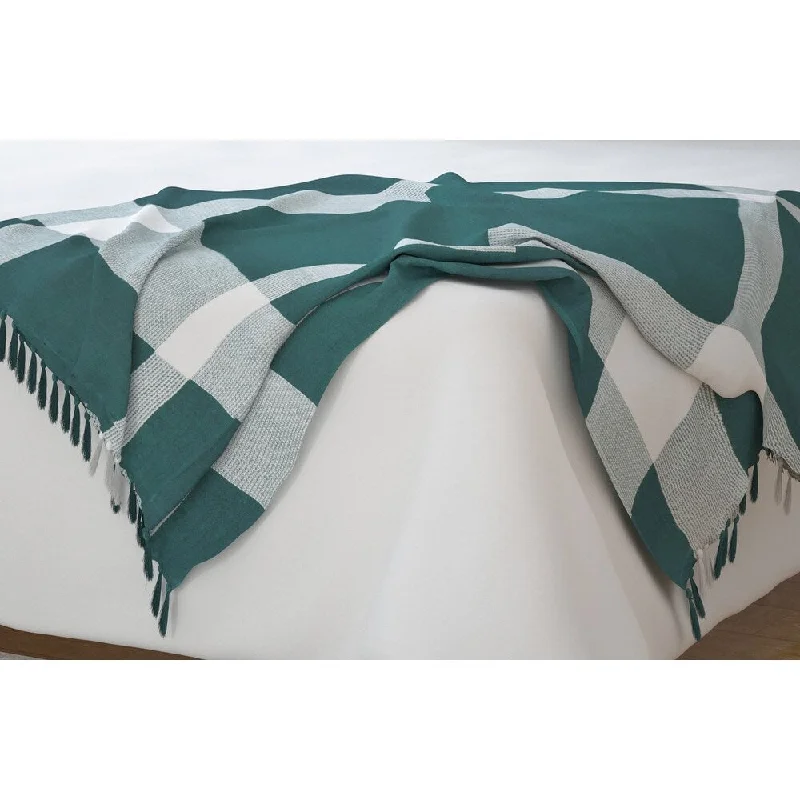 Rayon from bamboo blankets for a silky and breathable feel50" X 60" Green Woven Cotton Checkered Throw Blanket with Fringe Rayon from bamboo blankets for a silky and breathable feel50" X 60" Green Woven Cotton Checkered Throw Blanket with Fringe