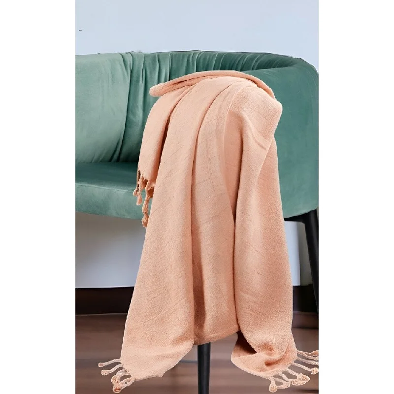 Acrylic blankets for a soft and affordable alternative50" X 60" Orange Woven Cotton Throw Blanket with Fringe