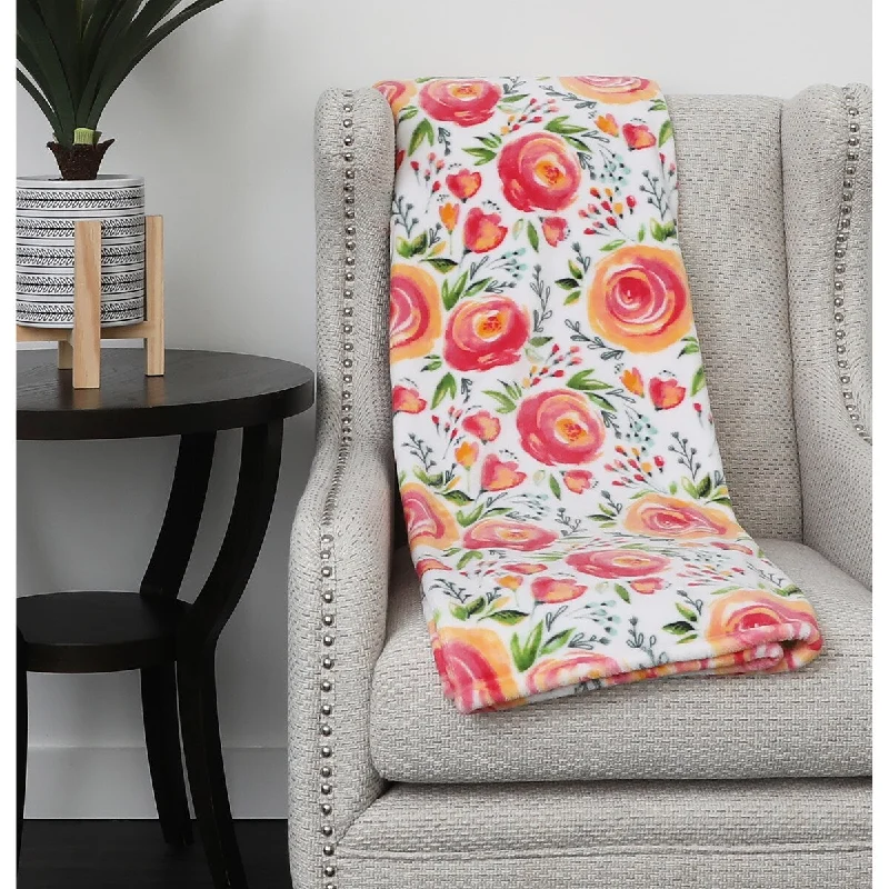Recycled polyester blankets for an eco - conscious option50x70" Flora Flowers Printed Fleece Throw