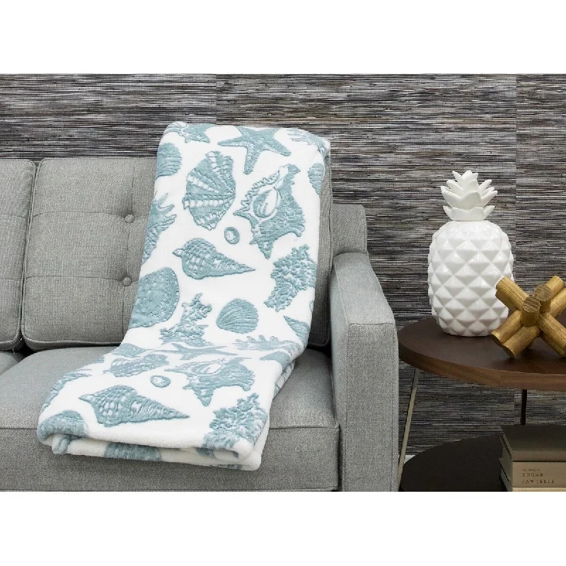 Chenille blankets with a thick and fuzzy texture50x70 Samson Seashells Printed Loft Fleece Decorative Throw