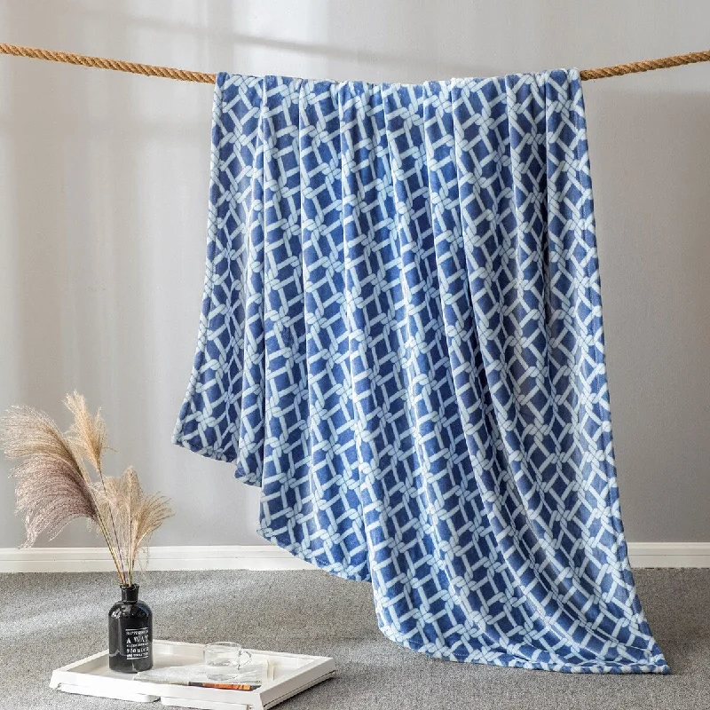 Rayon from bamboo blankets for a silky and breathable feel60''Plaid Flannel Sherpa Throw Blanket