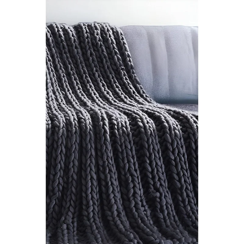 Synthetic fiber blend blankets for a budget - friendly choice70" X 50" Dark Slate Gray Knitted Polyester Throw Blanket