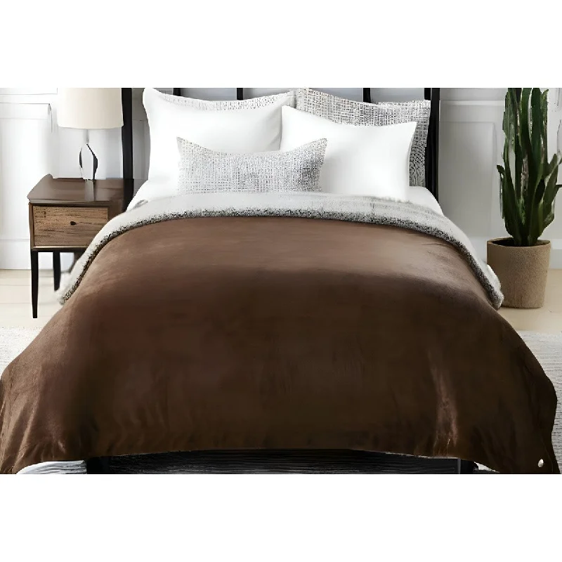 Microfiber blankets that are durable and easy to care for90" X 90" Brown Knitted Polyester Plush Throw Blanket