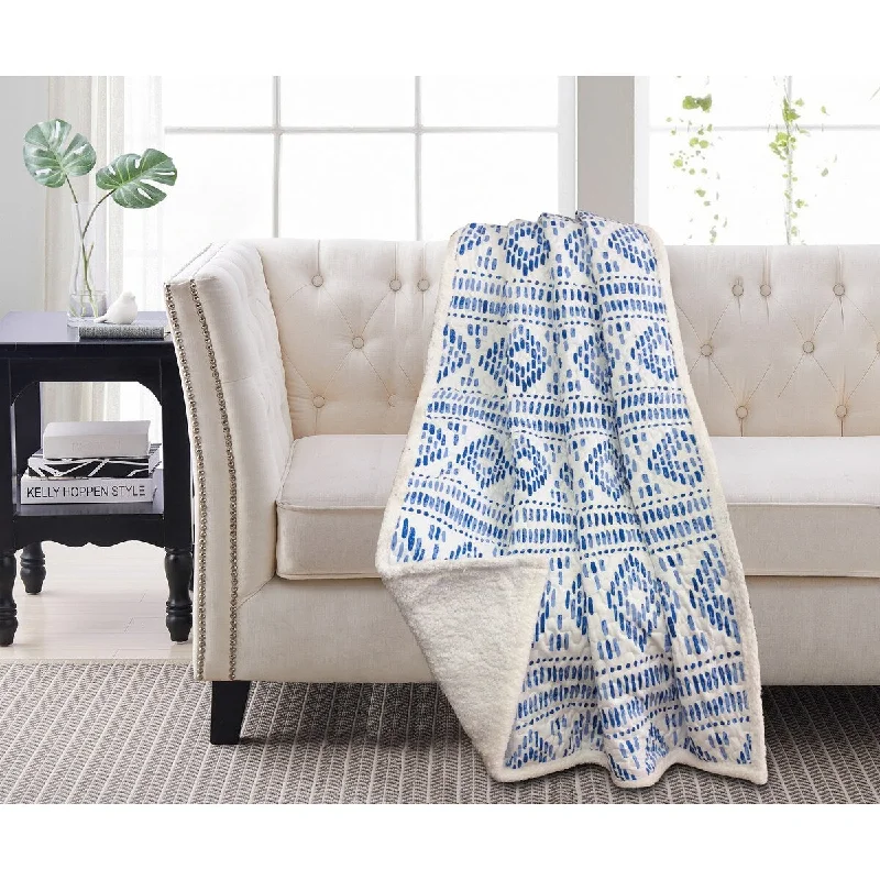 Bamboo fiber blankets with natural antibacterial propertiesAustin Indigo Sherpa Throw 50x60