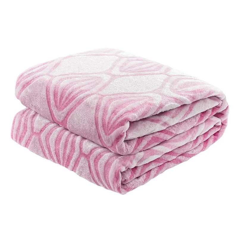 Synthetic fiber blend blankets for a budget - friendly choiceBack Printing Shaved Flannel Plush Blanket 80" x 90", Pink