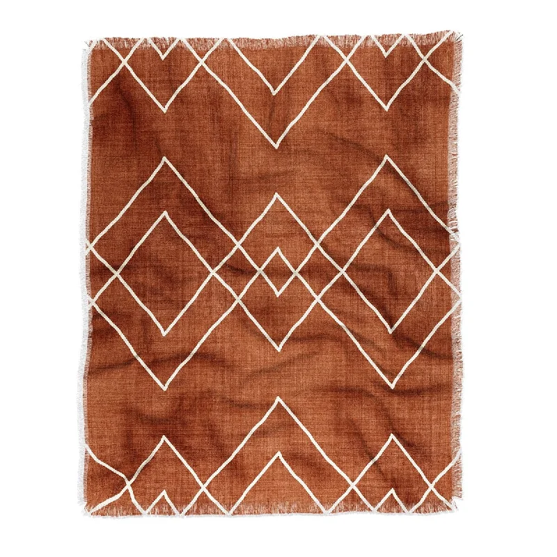 Linen blankets with a rustic and textured lookBecky Bailey Nudo In Rust Made To Order Throw Blanket