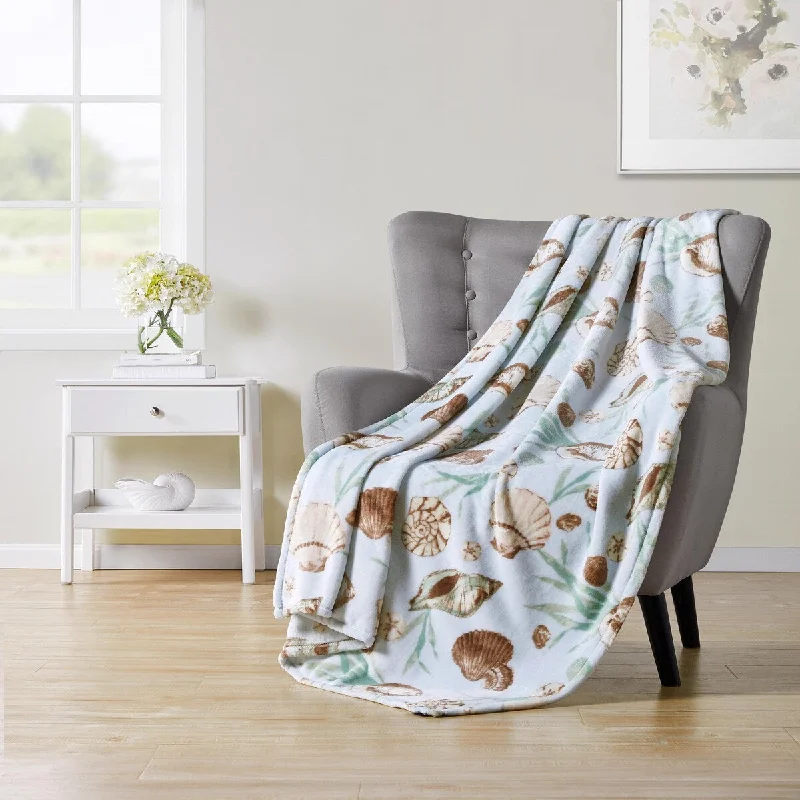Recycled polyester blankets for an eco - conscious optionBermuda Seashells Plush Throw 50" x 70"