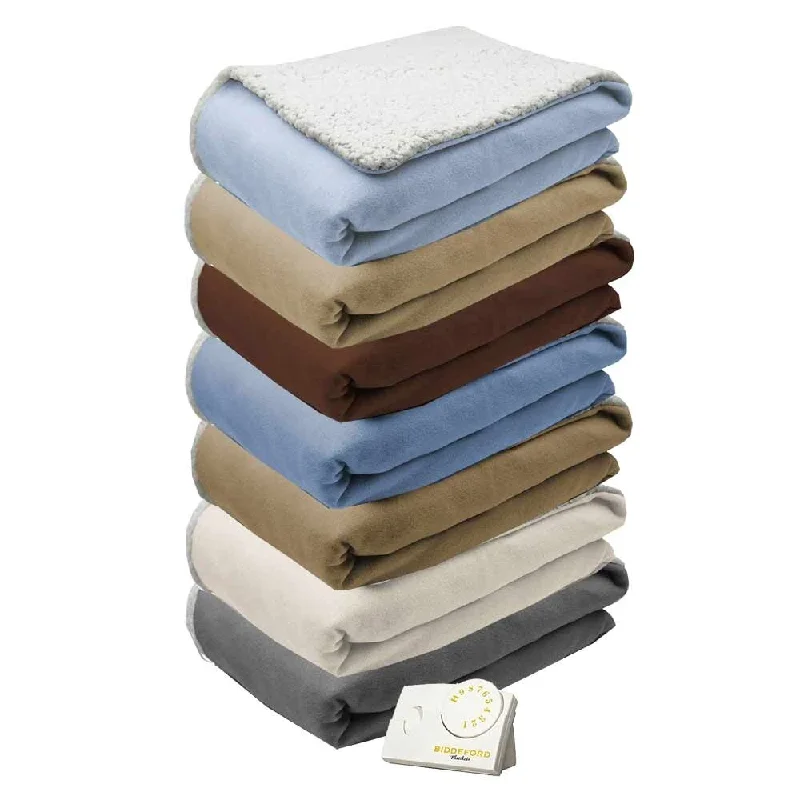 Cotton blankets for breathability and a lightweight feelBiddeford Comfort Knit Natural Sherpa Electric Heated Blanket Cotton blankets for breathability and a lightweight feelBiddeford Comfort Knit Natural Sherpa Electric Heated Blanket