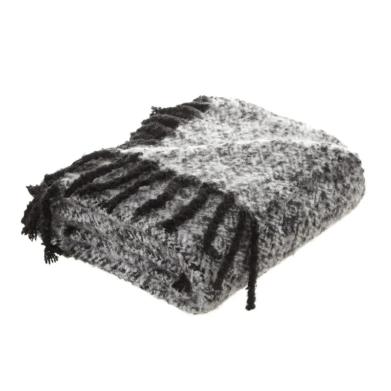 Synthetic fiber blend blankets for a budget - friendly choiceBlack Knitted Acrylic Geometric Throw Blanket